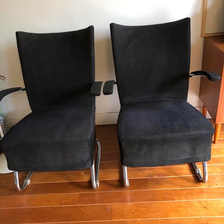Retro 2 stuks  de Wit Fauteuils 7013, Huis en Inrichting, Fauteuils, Gebruikt, Stof, 50 tot 75 cm, Minder dan 75 cm, Ophalen