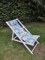 Retro strandstoel 2 stuks, Tuin en Terras, Tuinstoelen, Ophalen, Zo goed als nieuw, Hout, Inklapbaar