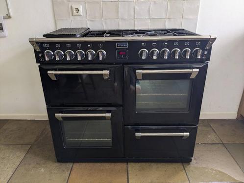 Stoves Richmond 1000 DF IN BLACK 100 cm gasfornuis, Witgoed en Apparatuur, Fornuizen, Gebruikt, Vrijstaand, Gas, 5 kookzones of meer