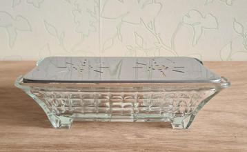 te koop: glazen rechaud of warmhoudplaat, brocante vintage  beschikbaar voor biedingen