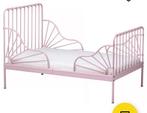 Metalen meegroeibed met lattenbodem, Ophalen, Gebruikt, 70 tot 85 cm, Lattenbodem
