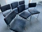 6 retro buisframestoelen zwart, Huis en Inrichting, Stoelen, Ophalen, Zwart, Zo goed als nieuw, Stof