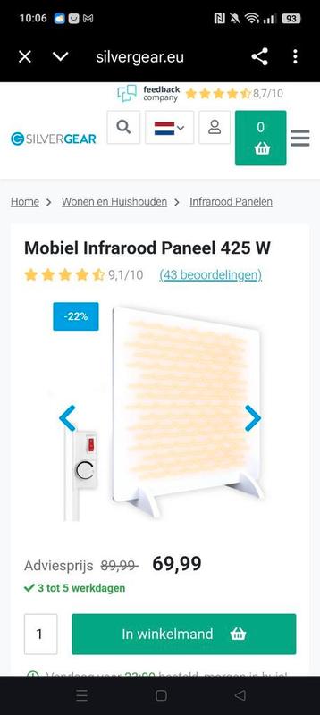 Infrarood paneel 425watt (nieuw in doos) te koop!!! beschikbaar voor biedingen