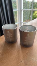 2 zilverkleurige kerst waxinelichtjes, Diversen, Kerst, Ophalen of Verzenden, Gebruikt