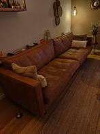 4 persoons leren bank, Huis en Inrichting, 250 tot 300 cm, Gebruikt, Ophalen of Verzenden, Rechte bank