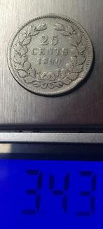 25 Cent 1890, Postzegels en Munten, Munten | Nederland, Koning Willem III, Verzenden, Zilver, 25 cent