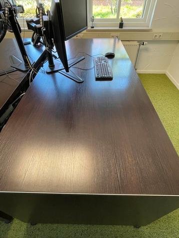 2 x directiebureau donkerbruin hout 