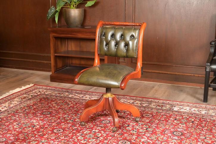 Chesterfield bureaustoel, Huis en Inrichting, Bureaustoelen, Zo goed als nieuw, Bureaustoel, Groen, Ergonomisch, Ophalen of Verzenden