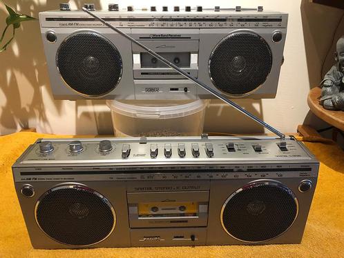 Vintage Phillips D8310 / D8314 radio-cassette recorders, Audio, Tv en Foto, Radio's, Gebruikt, Radio, Ophalen