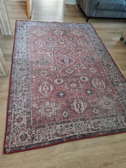 Vintage vloerkleed rood/beige/grijs, Huis en Inrichting, Stoffering | Tapijten en Kleden, Gebruikt, 150 tot 200 cm, 150 tot 200 cm