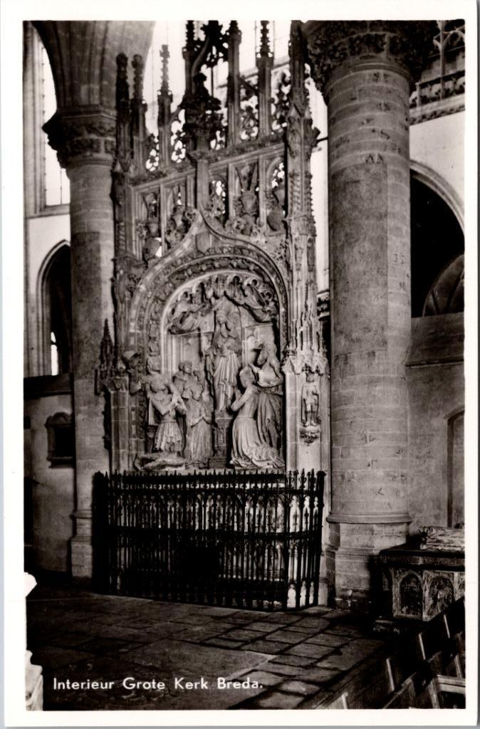 Breda - Interieur Grote Kerk, Verzamelen, Ansichtkaarten | Nederland, Ongelopen, Noord-Brabant, 1940 tot 1960, Verzenden