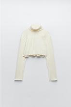 Dames Zara coltrui trui knit cropped ribtop top maat S ecru, Ophalen of Verzenden, Zo goed als nieuw, Maat 36 (S), Zara