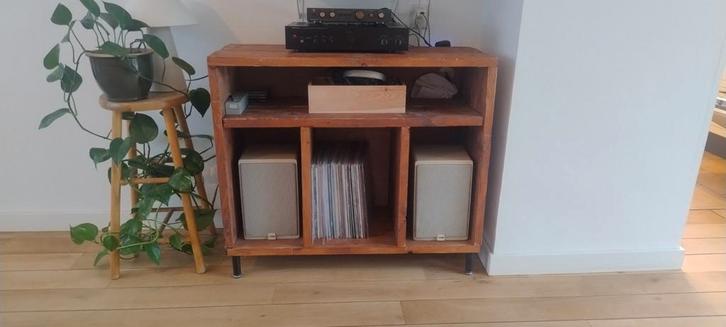 Vurenhouten platenmeubel - Verstelbare poten, Huis en Inrichting, Kasten | Televisiemeubels, Gebruikt, Minder dan 100 cm, 100 tot 150 cm