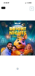 2 tickets walibi brigt night, Twee personen, Ticket of Toegangskaart
