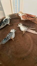 Vier antiek watten vogeltjes feathertree
