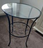 Tk bijzettafeltje met glazen plaat, 45 tot 60 cm, Minder dan 55 cm, Rond, Ophalen of Verzenden