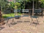 Franse bistro stoeltjes, donker groen, Tuin en Terras, Tuinstoelen, Ophalen, Gebruikt, Hout, Inklapbaar