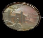 Prachtige 14 karaats gouden camee broche handgesneden camee, Verzenden