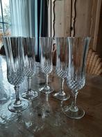CRISTAL`D ARQUES , LONGCHAMP - 5 CHAMPAGNE / PROSECCO GLAZEN, Ophalen of Verzenden, Zo goed als nieuw, Overige stijlen, Overige materialen