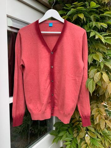British Indigo heren cardigan in koraalkleur, maat Medium beschikbaar voor biedingen