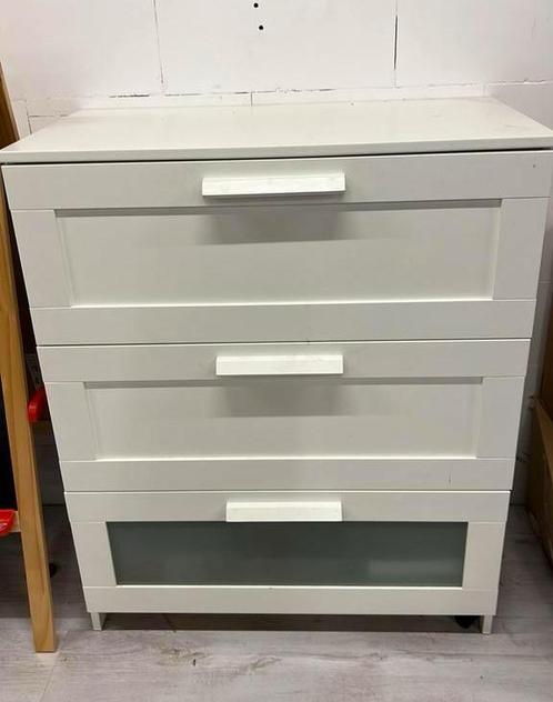 Ikea brimnes ladekast wit frosted glas 78x95cm, Huis en Inrichting, Kasten | Ladekasten, Gebruikt, Minder dan 100 cm, 50 tot 100 cm