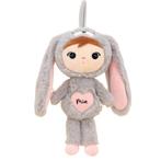 Knuffel/Pop met naam | Metoo Grey/Pink Bunny 50 CM, Ophalen of Verzenden