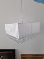 Hanglamp wit met kristallen ca. 30x30cm, Huis en Inrichting, Lampen | Hanglampen, Minder dan 50 cm, Gebruikt, Stof, Ophalen