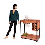 Vintage Wijnkar Wijnrek Wijntrolley Retro Mangohout Mango, Info@dehanzeherten.nl, 5 tot 15 flessen, Nieuw, Ophalen of Verzenden