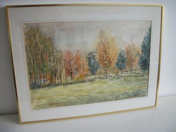 Aquarel, Schilderij - Herfst in Laren - Ben Hosman - 73 x 55 beschikbaar voor biedingen