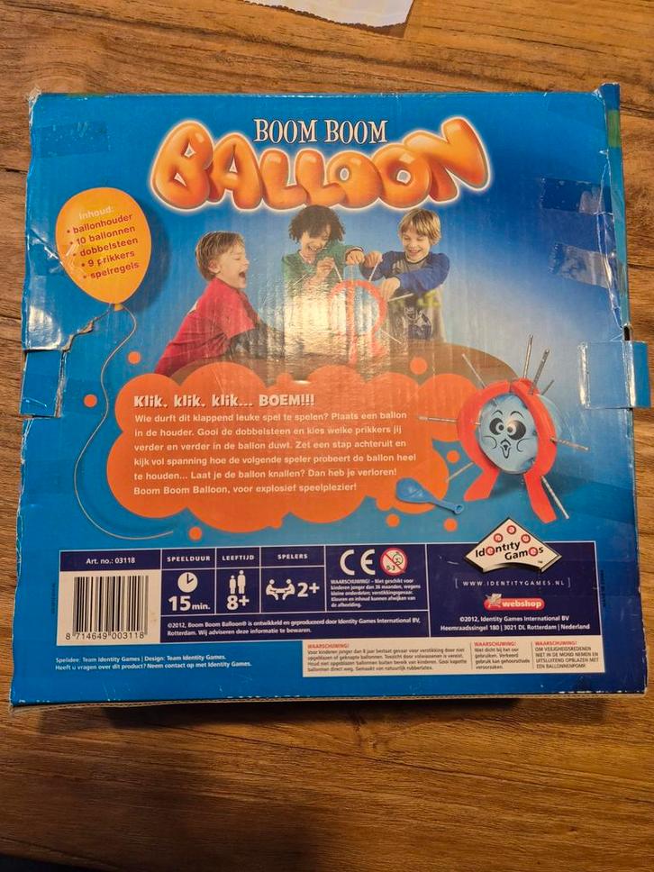 Boom Boom Balloon - Spannend familiespel!, Hobby en Vrije tijd, Gezelschapsspellen | Bordspellen, Gebruikt, Drie of vier spelers