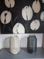 GROTE WINDLICHTEN ZWART EN CREME/WIT 10,00 PER STUK, Ophalen, Zo goed als nieuw, Wit, Minder dan 25 cm