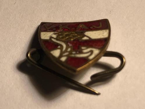 Emaille V.K.A.J. Broche (Rood/Wit/Messingkleur)., Verzamelen, Speldjes, Pins en Buttons, Zo goed als nieuw, Speldje of Pin, Overige onderwerpen