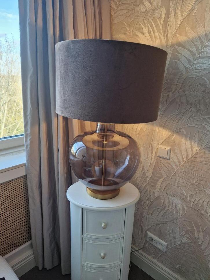 Tafellampen Groot Set Van Twee, Huis en Inrichting, Lampen | Tafellampen, Zo goed als nieuw, 50 tot 75 cm, Glas, Metaal, Stof