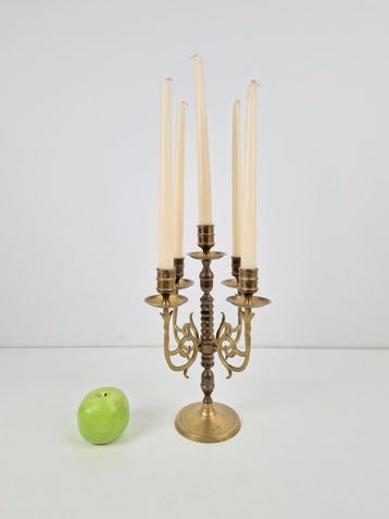 Vintage messing kandelaar 5 kaarsen antiek koper beschikbaar voor biedingen