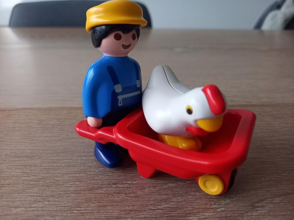 Junior Playmobil Boer met kruiwagen en kip - 6793 COMPLEET, Ophalen of Verzenden, Zo goed als nieuw, Complete set