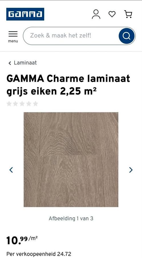 12 Pakken NIEUW Gamma Laminaat - Charme Grijs Eiken, Huis en Inrichting, Stoffering | Vloerbedekking, Nieuw, Laminaat, Grijs, 25 tot 50 m²