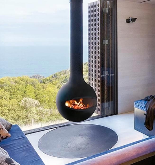 Unieke design haard Focus bathyscafocus houtkachel, Huis en Inrichting, Kachels, Zo goed als nieuw, Vrijstaand, Houtkachel, Hout