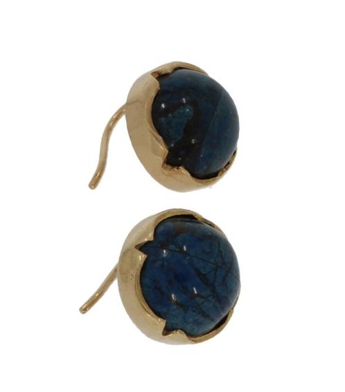 Blauwe edelsteen 14k gouden haak oorbellen dames vintage, Sieraden, Tassen en Uiterlijk, Oorbellen, Zo goed als nieuw, Hangers