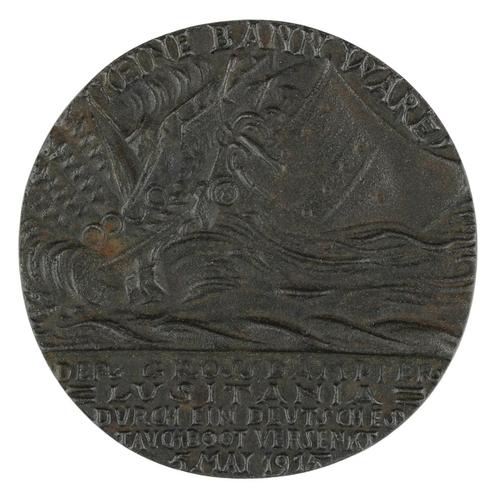 Penning Karl Goetz : The Sinking of the Lutsitania, 1915, Postzegels en Munten, Penningen en Medailles, Overige materialen, Buitenland