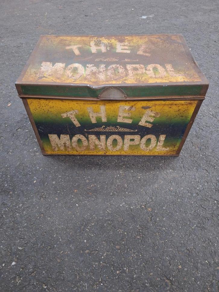 Oud Monopol Thee Bewaarblik, Verzamelen, Blikken, Gebruikt, Thee, Ophalen of Verzenden