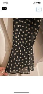 zwarte’Spaanse’ blouse witte polkadots/stippen ruches maat M, Ophalen of Verzenden, Zo goed als nieuw, Maat 38/40 (M), Zwart