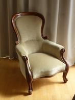 Antieke fauteuil, notenhouten stoel, Biedermeier, Ophalen