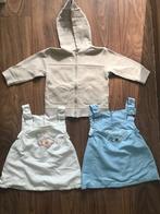 Babykleding 2 salopette jurk wit blauw beige capuchontrui 62, Kinderen en Baby's, Babykleding | Maat 62, Nieuw, Meisje, Ophalen of Verzenden