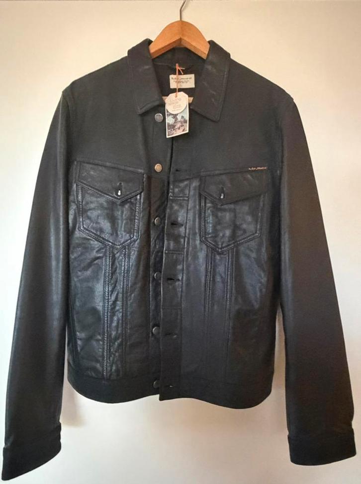 Nieuwe Nudie geitenleren jas maat L, Kleding | Heren, Spijkerbroeken en Jeans, Nieuw, Overige jeansmaten, Zwart, Ophalen of Verzenden