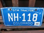 nummerbord + colorado + usa + gtm tractor + 1980 +, Verzamelen, Overige Verzamelen, Nummerbord, Gebruikt, Ophalen of Verzenden