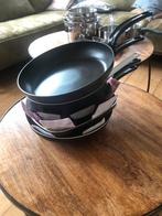Tefal: 4 delig: Koekenpannen, hapjespan, gril pan, Huis en Inrichting, Keuken | Potten en Pannen, Ophalen, Gebruikt, Rvs, Koekenpan of Braadpan