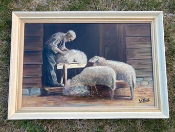 Schilderij Schaapscheerder en Schapen beschikbaar voor biedingen