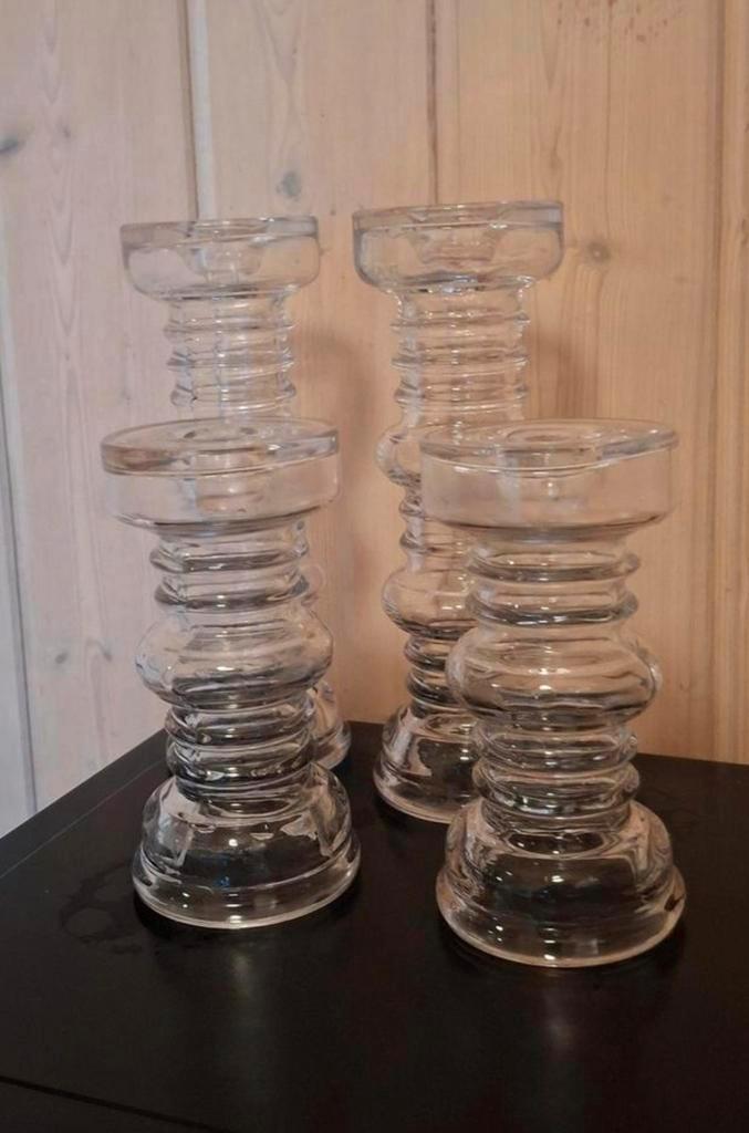 4 Riihimäen Lasi kandelaars. Tamara Aladin. Model Carmen., Huis en Inrichting, Woonaccessoires | Kandelaars en Kaarsen, Zo goed als nieuw