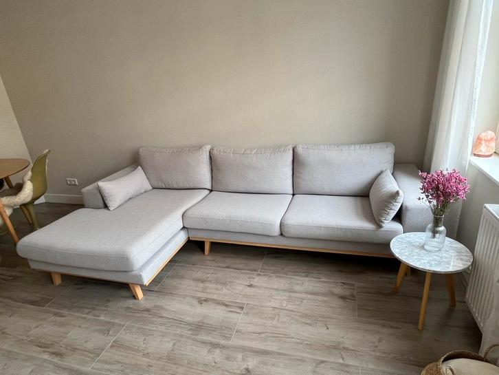 Hoekbank / chaise lounge grijs Torino, Huis en Inrichting, Banken | Bankstellen, Gebruikt, Hoekbank, Vierpersoons of meer, 250 tot 300 cm