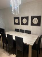 Eettafel met stoelen en salontafel, Huis en Inrichting, Tafels | Eettafels, Ophalen, Gebruikt, 100 tot 150 cm, 200 cm of meer